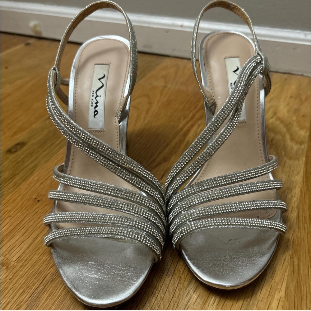 Silver Strappy Heels